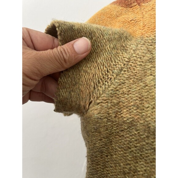 Free People Striped Earthy Cropped Wool Sweater Top size Med boho Rustic Fall - Picture 5 of 6